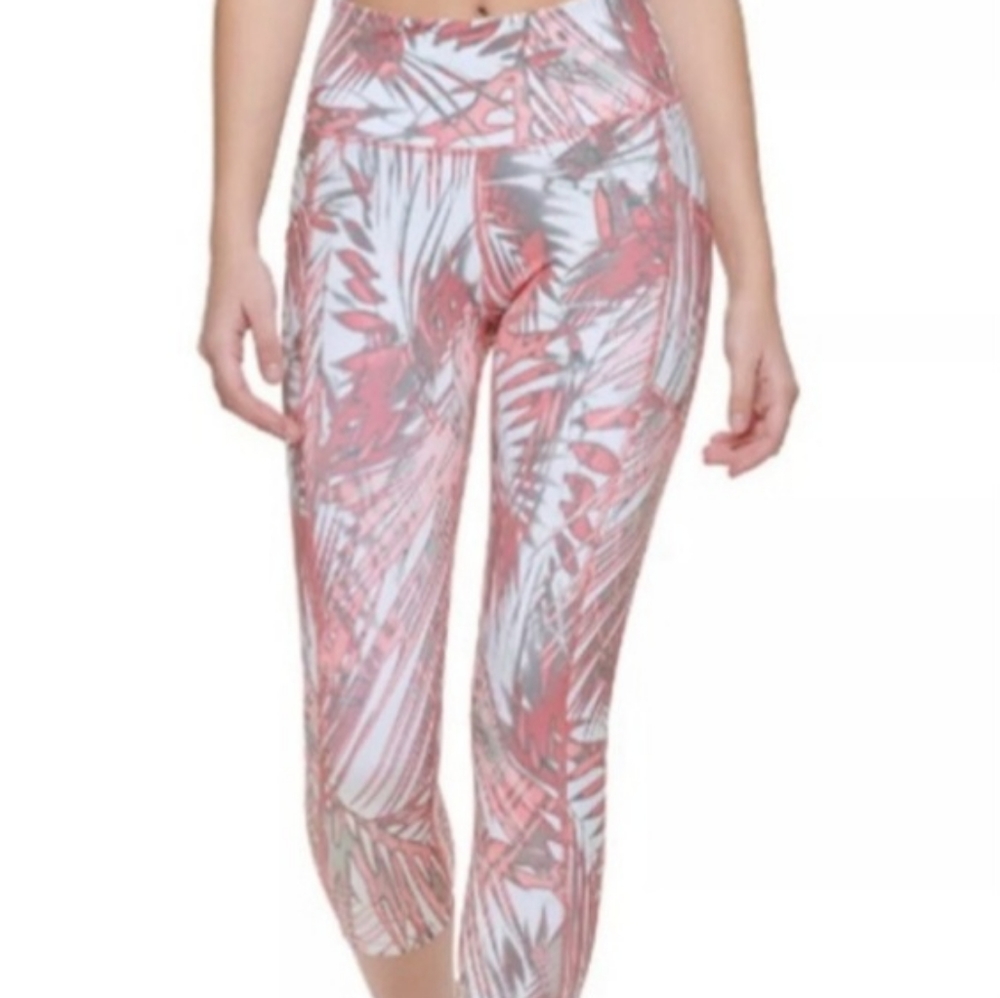 CALVIN KLEIN PERFORMANCE Pink High-Waist Cropped Leggings NWT Size XSmall